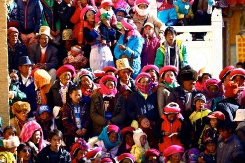 Colorful local population with tibetan culture.